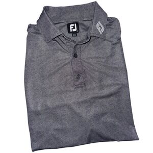 FootJoy Golf Polo Shirt Mens Large Gray Black Dot Print Tour Issued Logo Collar